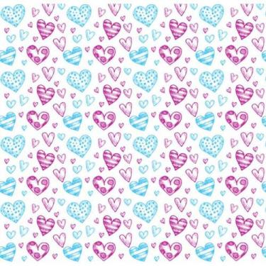 Imagem de Tnt estampado coracoes azul / rosa 1,40 m x 25 m - DEXA TNT