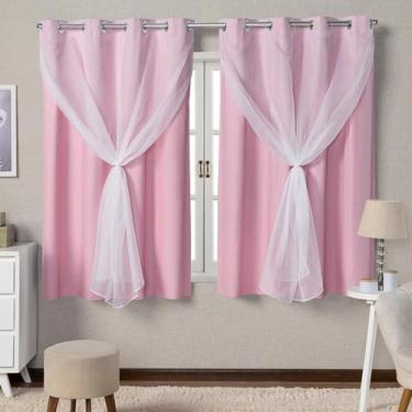 Imagem de Cortina De PVC Com Voil Rosa Blecaute Quarto Menina 2,80x1,60 - Fêffo 
