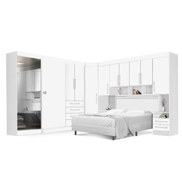 Imagem de Dormitório Completo Georgia Para Cama Box 1,38m Casal Branco J&A