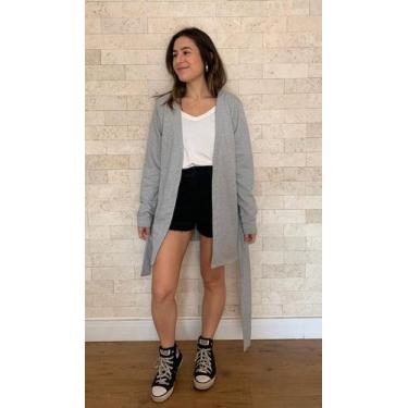 Imagem de Blusa Cardigan Quimono de Moletom - LE JULIE, Cinza, P