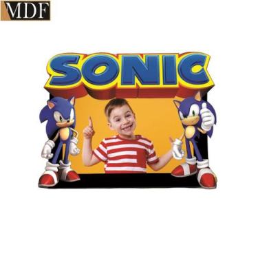 Imagem de Porta Retrato Infantil 3d Sonic Fotos 10x15 Aniversário Mdf Adesivado 