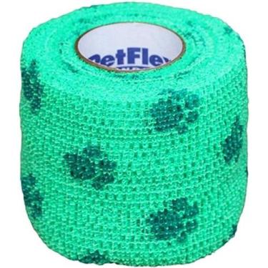 Imagem de Ataduras flex 5cm x 2m - PETFLEX, VERDE C/PATINHAS