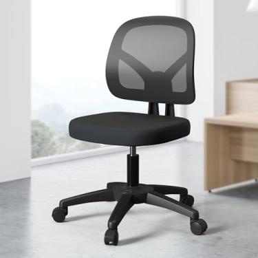 Imagem de Cadeira giratória confortável para escritório pequena mesa de computador com rodas altura ajustável para estudo de crianças e adultos