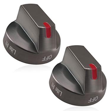 Imagem de [Atualizado] Botões de Fogão Samsung DG64-00473B Aço Inoxidável Preto, Substituição do Botão do Fogão Samsung para Fogão a Gás da Linha NX58J5600SG, NX58J7750SG, NX58M6850SG (2 peças)