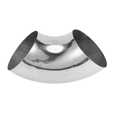 Imagem de Motoforti Tubulação de tubo de escape modificada para carro curva mandril 90 graus 14.0 cm espessura OD 1,5 mm/16GA 141x325x1,5 mm aço inoxidável 304 tom prata