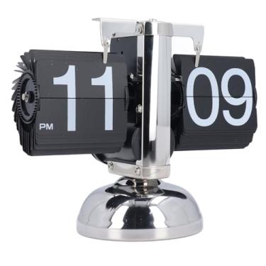 Imagem de Relógio de Mesa Flip, Relógio Digital Vintage Flip Down, Relógio de Mesa Mecânico de Aço Inoxidável Alimentado por Bateria para Decoração de Casa e Escritório (Preto)