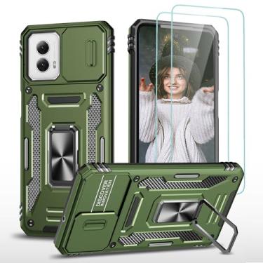 Imagem de Capa para Moto G Power 5G 2024 com capa deslizante para câmera, suporte de anel de dedo com rotação de 360 graus, resistente, à prova de choque, capa protetora para celular para Moto G Power 2024,