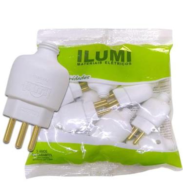 Imagem de Plug Macho com 3 Pinos Tomada 20a com Prensa Cabo para Extensão Branco