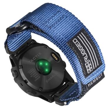 Imagem de Pulseira de relógio esportivo de nylon, pulseira militar de 26 mm compatível com Garmin Fenix 8 51 mm/7X/7X Pro/6X/6X Pro/5X/5X Plus, Tactix 7 Pro/Delta, Quatix 6X/5X, Descent MK1/MK2, Instinct 2X,