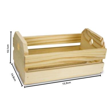 Imagem de Mini Caixote de Madeira de Pinus - Tamanho: 15,9 x 14,9 x 10,1 cm - MA