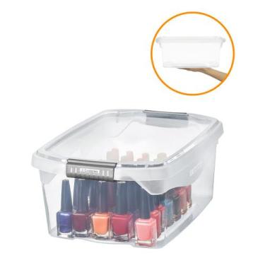 Imagem de Caixa Organizadora Transparente 6 L Cesto Com Tampa e Trava - Sanremo