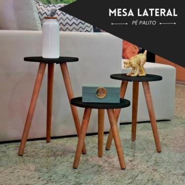 Imagem de Kit Trio Jogo de Mesinhas Lateral Redondas Sala Pé Palito - kelan, Pre