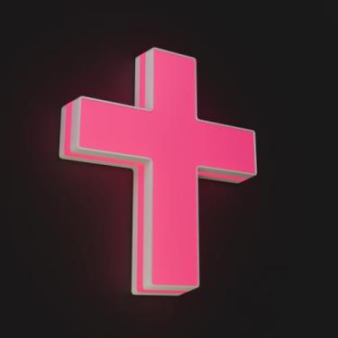 Imagem de Sinal de cruz neon LED 3D 23 x 20 cm, luz neon personalizada alimentada por USB com regulador de 5 níveis, 5 opções de cores, arte decorativa de parede para casa, quarto, igreja, festa e presentes