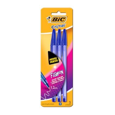 Imagem de BIC, Caneta Esferográfica Escrita Média, Cristal Fashion, Azul, 3 Unidades
