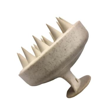 Imagem de Palha de trigo Silicone Shampoo Escova Cabeça Couro Cabeludo Massagem Pente Cabelo Lavagem Pente Limpeza Cuidados Raiz Do Cabelo Coceira Couro Cabeludo Massagem Pente (A branco)