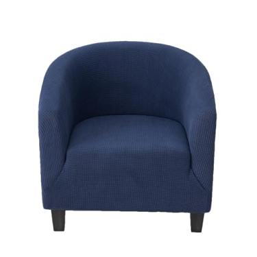 Imagem de CRFATOP Capa macia para cadeira de clube, capa elástica para cadeira de barril, jacquard, capas redondas para sofá, poltrona, elastano, protetor de móveis removível para sala de estar, azul marinho