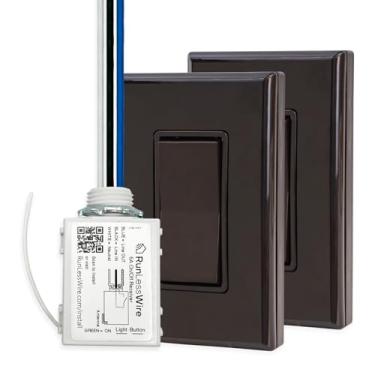 Imagem de RunLessWire Kit de interruptor de luz sem fio Kinetic (sem baterias, sem fios, sem WiFi) Interruptor de parede de controle remoto faça você mesmo, coloque em qualquer lugar, alcance RF de 45 metros -