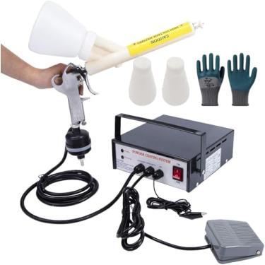 Imagem de Pistola Pintura Eletrostática A Pó, Sistema Pintura A Pó Ajustável 30-50kv, Com 3 Bicos, 2 Copos Pó E 12 Pares Luvas, Para Revestimentos Automotivos, Marítimos, Domésticos E Jardim