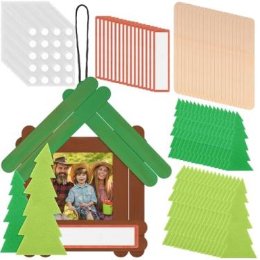 Imagem de DoubleFill 24 pacotes de madeira para artesanato em bastão de acampamento, kit de artesanato para acampamento, bricolage, artesanato, presentes a granel com palito de pinheiro, para crianças, sala de