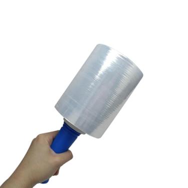 Imagem de Rolo de plástico elástico para transporte em movimento, embalagem retrátil de força industrial, filme elástico resistente com alça