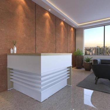 Imagem de Bancada de Atendimento Kingston Carvalho Branco - Mais de Casa