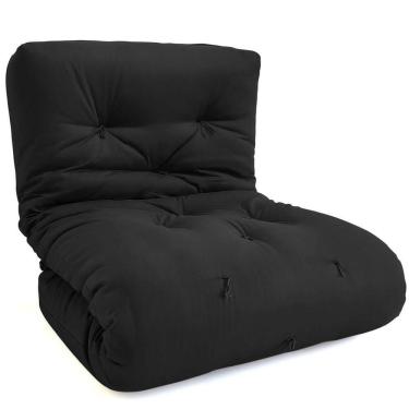 Imagem de Futon Solteiro Dobrável Oriental Confort Plus Preto Acquablock