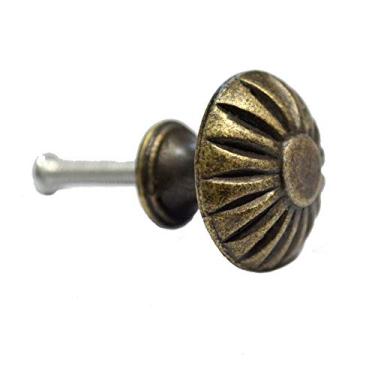 Imagem de 8 peças puxadores de gaveta bronze puxadores redondos antigos puxadores vintage furo único decorativo ferragens florais para móveis armário armário cômoda tamanho médio (diâmetro: 2,5 cm, altura: 7