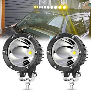 Imagem de Lâmpadas de LED Teochew-LED, 2 peças, barra de luzes LED de 10 cm, luzes de LED redondas off-road de 40 W, luzes de LED para condução, trabalho de condução, faróis de neblina para caminhão off-road ATV SUV SUV para-choques de barco A-Pillar