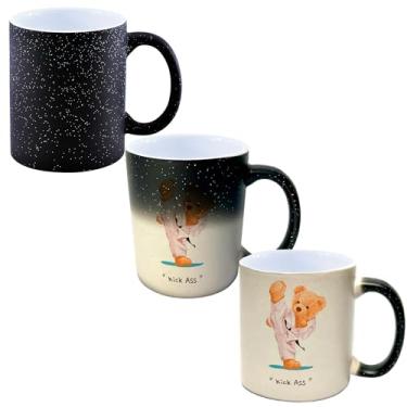 Imagem de Caneca Mágica Glitter Muda de Cor Porcelana 325ml - URSO TEDDY LUTANDO JIU JITSU