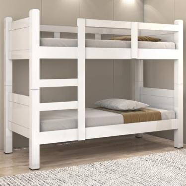 Imagem de Beliche Porto em MDF com Escada e Grade de Proteção para Quartos, Pousadas e Repúblicas - Branco