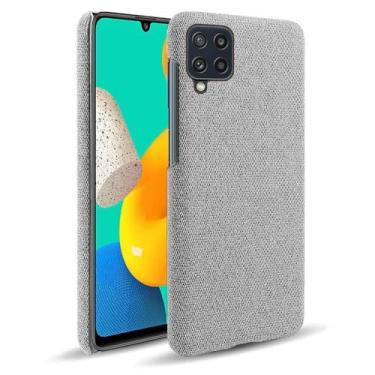 Imagem de Capa para Samsung Galaxy F22,Capa desenhada em lona,Case Protetora Ultrafina com Empunhadura Macia,Design em Tecido Antichoque e Antiarranhões-Light gray