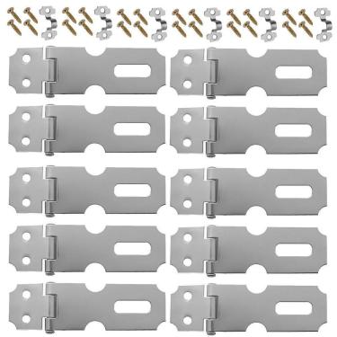 Imagem de Dobradiça Porta Cadeado Fecho Trinco Zincado 6,3Cm 10 Un