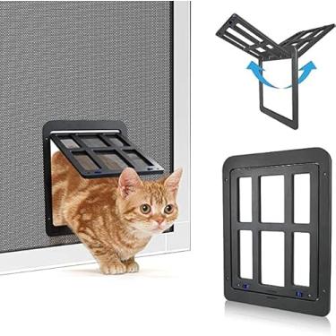 Imagem de JOEUQK Porta de gato para animais de estimação aba de gato para mosca tela mosquiteira com ímã bloqueável porta para animais de estimação para gatos e cães