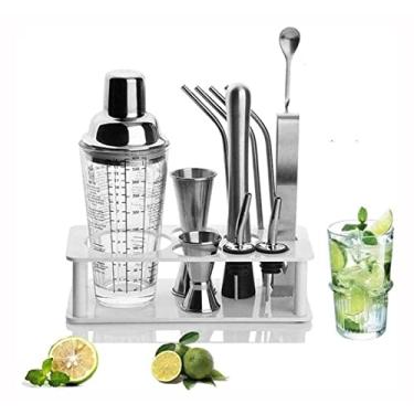 Imagem de Conjunto de coqueteleira, kit de 12 peças, ferramentas de barra de aço inoxidável com suporte, conjunto de coqueteleira profissional para casa, festa, cozinha