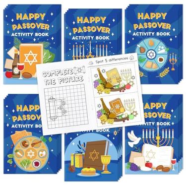 Imagem de Passover Activity Books for Kids - 48Pcs Happy Passover Mini Games Coloring Book Set Bulk Mazes Word Search Word Scramble Games for Jewish Pesach Seder Holiday Party Classroom DIY Art Gifts Favors