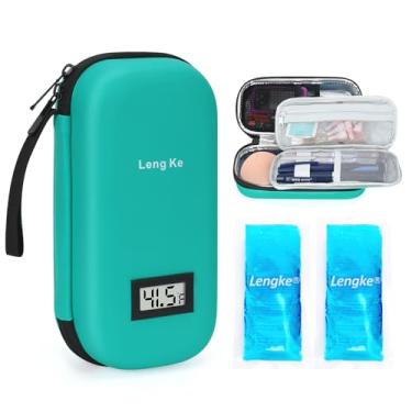 Imagem de YOUSHARES Estojo de viagem para refrigerador de insulina com 2 pacotes de gelo aprovados pela TSA, bolsa de resfriamento de medicamentos para diabéticos com exibição de temperatura, kit de