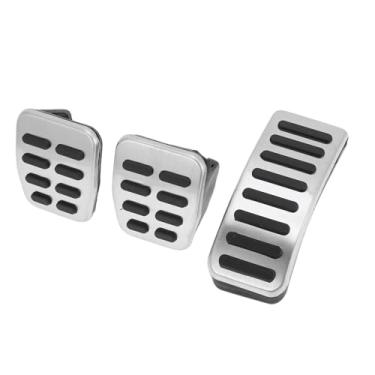 Imagem de A ABSOPRO 1 conjunto de capa manual para pedais de apoio para os pés almofadas de pedal para descanso de pés capa de pedal morto para Volkswagen Golf 1997-2005 aço inoxidável prateado