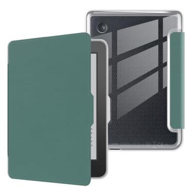 Imagem de Capa para Kobo Clara Color lançado em 2024 de 15 cm, capa traseira de TPU transparente ultra transparente macia e flexível com hibernar/despertar automático para Kobo Clara, verde escuro