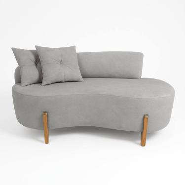 Imagem de Sofá Orgânico 2 Lugares C/2 Almofadas Curvo Sala Recepção Boucle Cinza Claro - Montanaris Decor