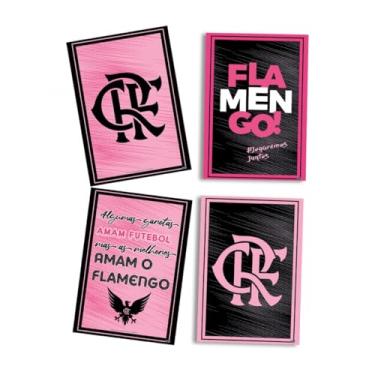 Imagem de Kit 4 Quadros do Flamengo Rosa 21 x 31cm Sem Moldura Decoração de Parede