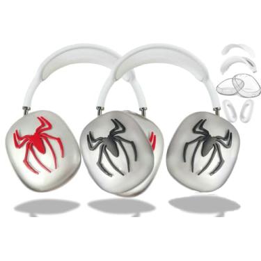 Imagem de [4 em 1] Capa para AirPods Max, capas macias, antiarranhões, protetores auriculares, capa/faixa de cabeça para AirPods Max (2024/2020) ([4 em 1] preto + vermelho)