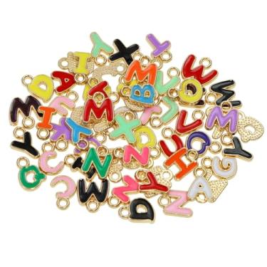 Imagem de Tupalizy 100 peças mini pingentes de letras esmaltadas do alfabeto pingente de metal colorido A-Z para pulseiras, colares, joias, chaveiros, copo, artesanato, acessórios, lembrancinhas de festa