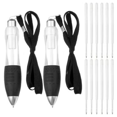 Imagem de PATIKIL 2 canetas grandes e grossas, canetas esferográficas transparentes pesadas, retráteis, de grande aderência, com alça para tremores de mão, pessoas com deficiência (6 refis pretos + 6 refis
