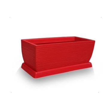 Imagem de Vaso De Planta Jardineira + Prato Polietileno 60X25 Vermelho - Foster 