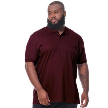 Imagem de Camisa Polo Plus Size Masculina Lisa Com Punho Vinho - ANISTIA, Vinho,