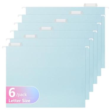 Imagem de Pastas de arquivo suspensas de alta capacidade, cores pastel, bolso expansível de 10 cm com divisórias móveis, resistente para arquivos, abas inseríveis, tamanho carta - pacote com 6 (2176U)