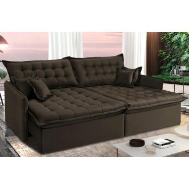 Imagem de Sofá Sem Caixa Retrátil Reclinável 2,55m Cama inBox Versátil. com Pillow Top e Molas Velusoft