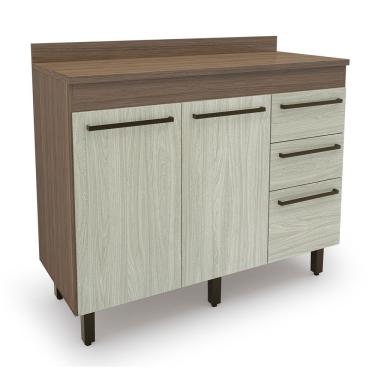 Imagem de Balcao Evolution Plus 2 Portas 3 Gavetas Tannat legno Crema Batrol Tannat legno Crema