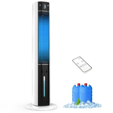 Imagem de OYLUS Refrigerador De Ar Evaporativo - Pântano 38 Polegadas, Ventiladores Resfriamento Que Sopram Frio Para Quarto, Ventilador Torre Portátil Com Tanque Água 3 Litros, Bolsas Gelo, Controle Remoto,