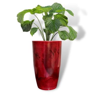 Imagem de Vaso Grande Polietileno Para Plantas Marmorizado Brilhante Vietnamita N3 (Bordo)